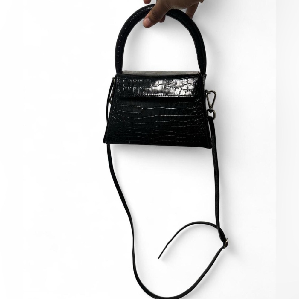 Anima Iris Black Crocodile-Embossed Zaria Bag